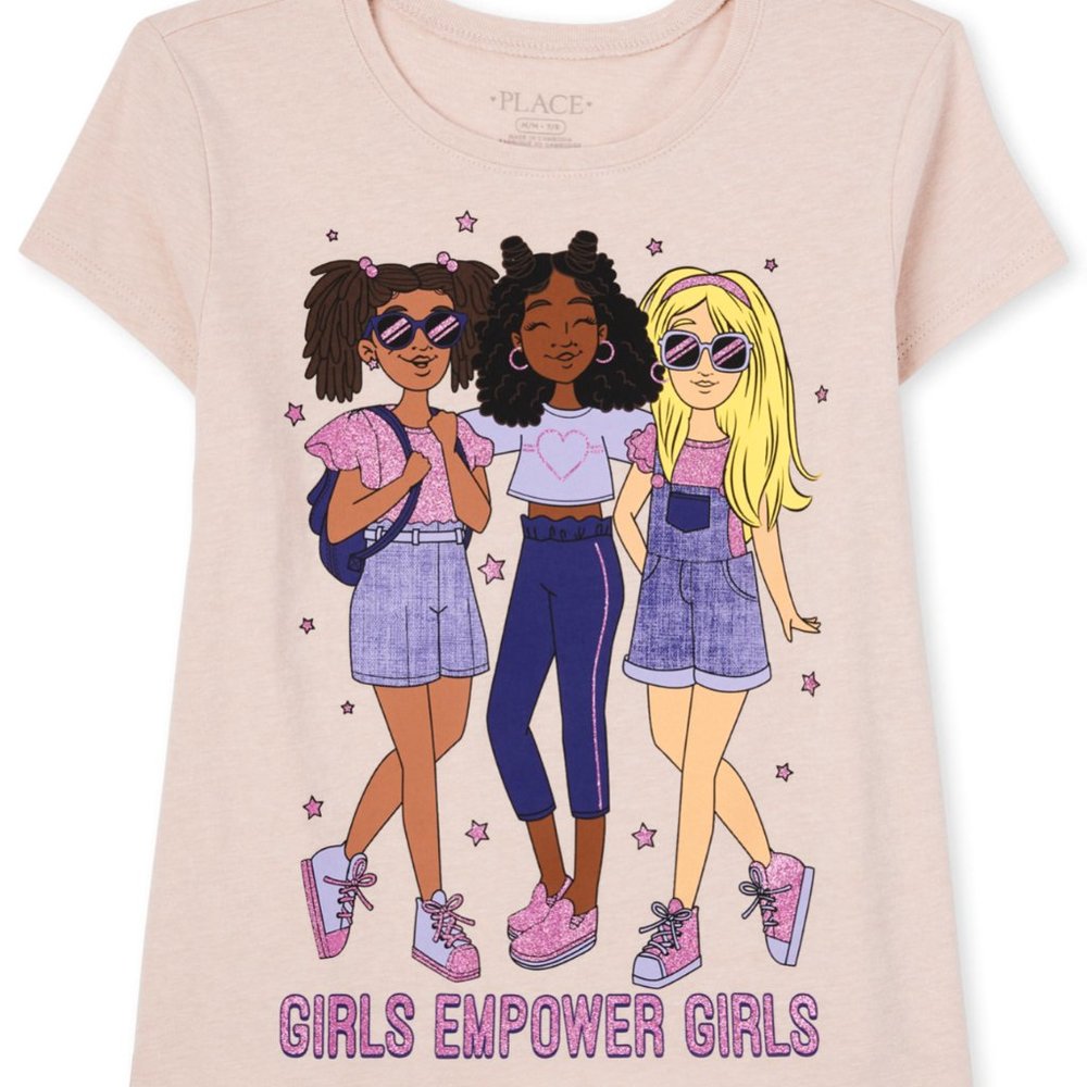 The Children’s Place Girls Empower Graphic Tee- Short Sleeve- Cookiedough M(7/8)